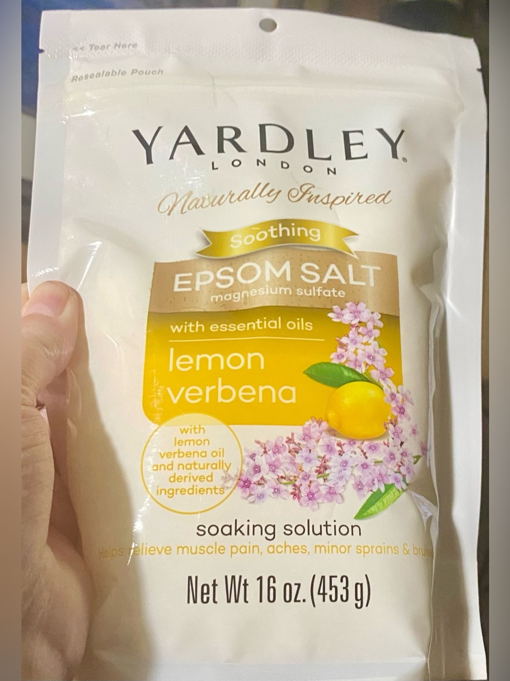 Yardley London "Naturally Inspired" Soothing Epsom Salt Lemon Verbena 16 Oz